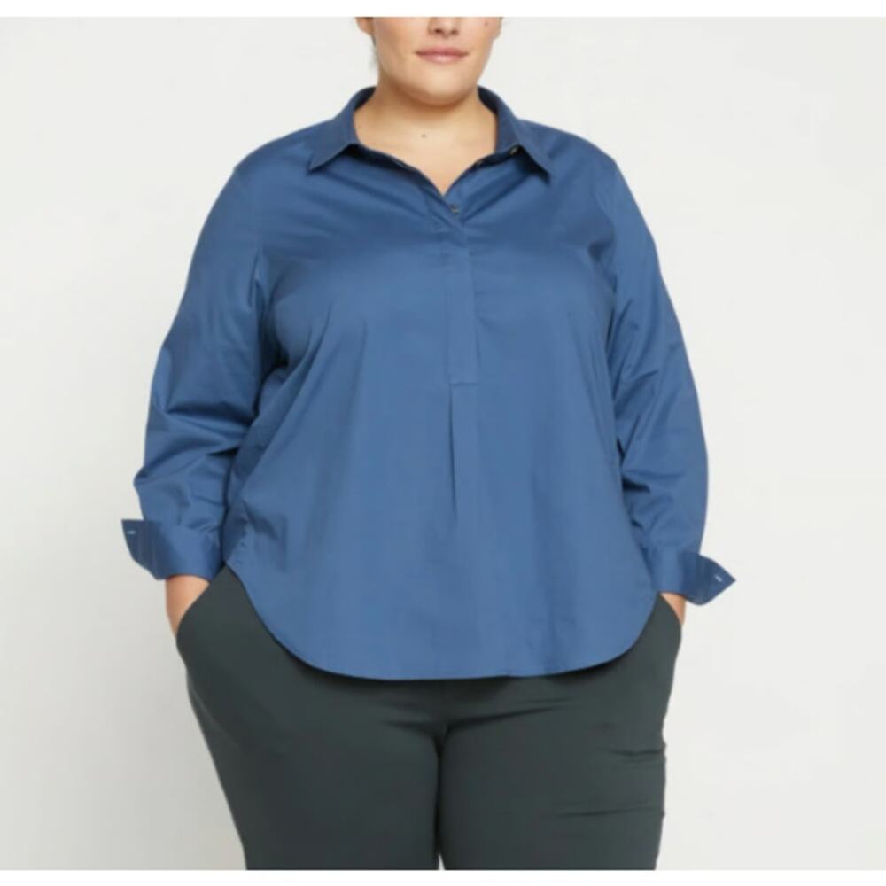 Anthropologie UNIVERSAL STANDARD Elbe Popover Stretch Poplin Shirt Size 4XS 0-2